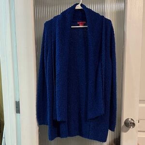 Sunny Leigh Deep Blue Plush Open-Front Cardigan